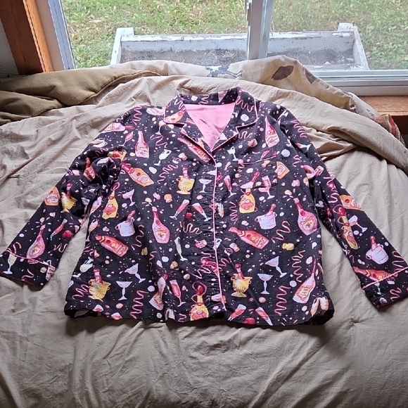 Nick & Nora Black Pajama Set with Colorful Print - Picture 2 of 13